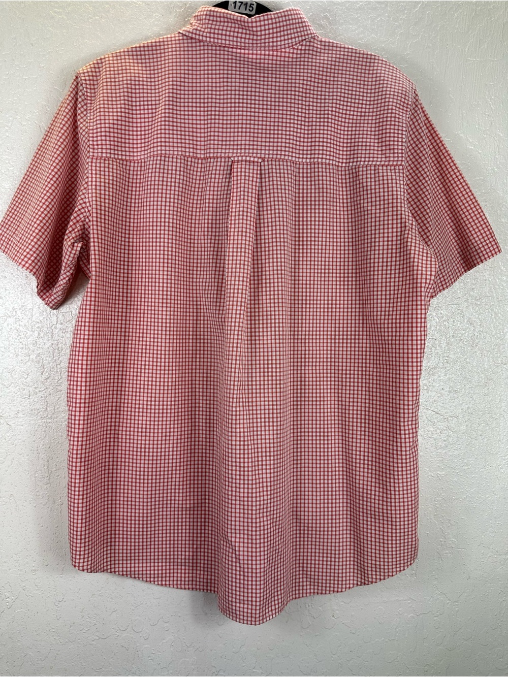 Chaps Men’s Short Sleeve Button Down Shirt Red White Gingham Check Size L - Picture 6 of 10